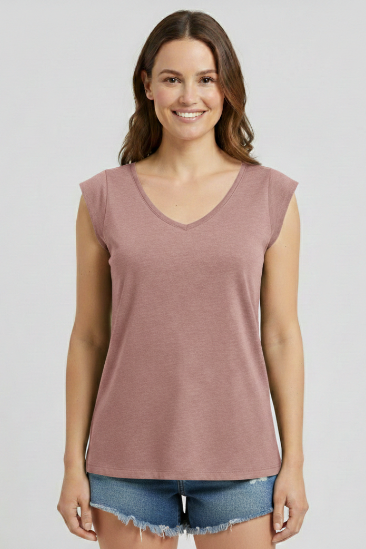 Enfys | Women's Top | V-Neckline Cap Sleeves