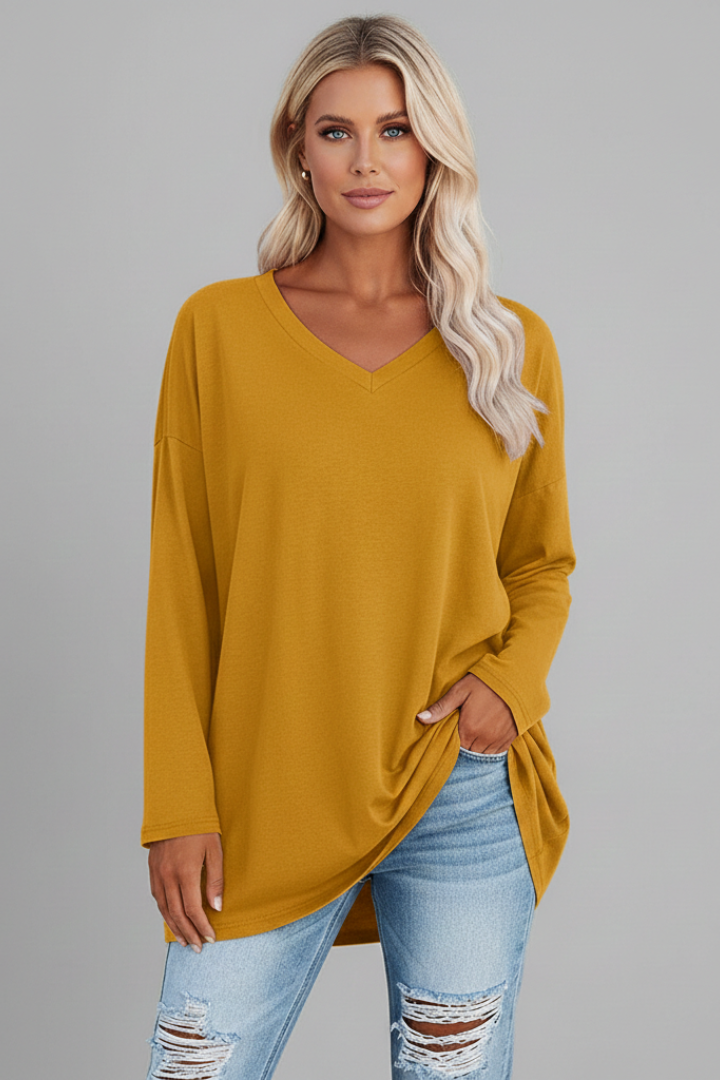 Emmi | Women's Top | V-Neckline Long Sleeves