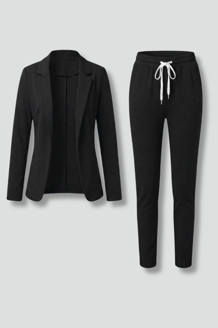 Jade | Women's Trouser Set | Lapel Collar Elastic Waistband