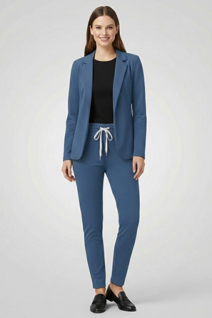 Jade | Women's Trouser Set | Lapel Collar Elastic Waistband