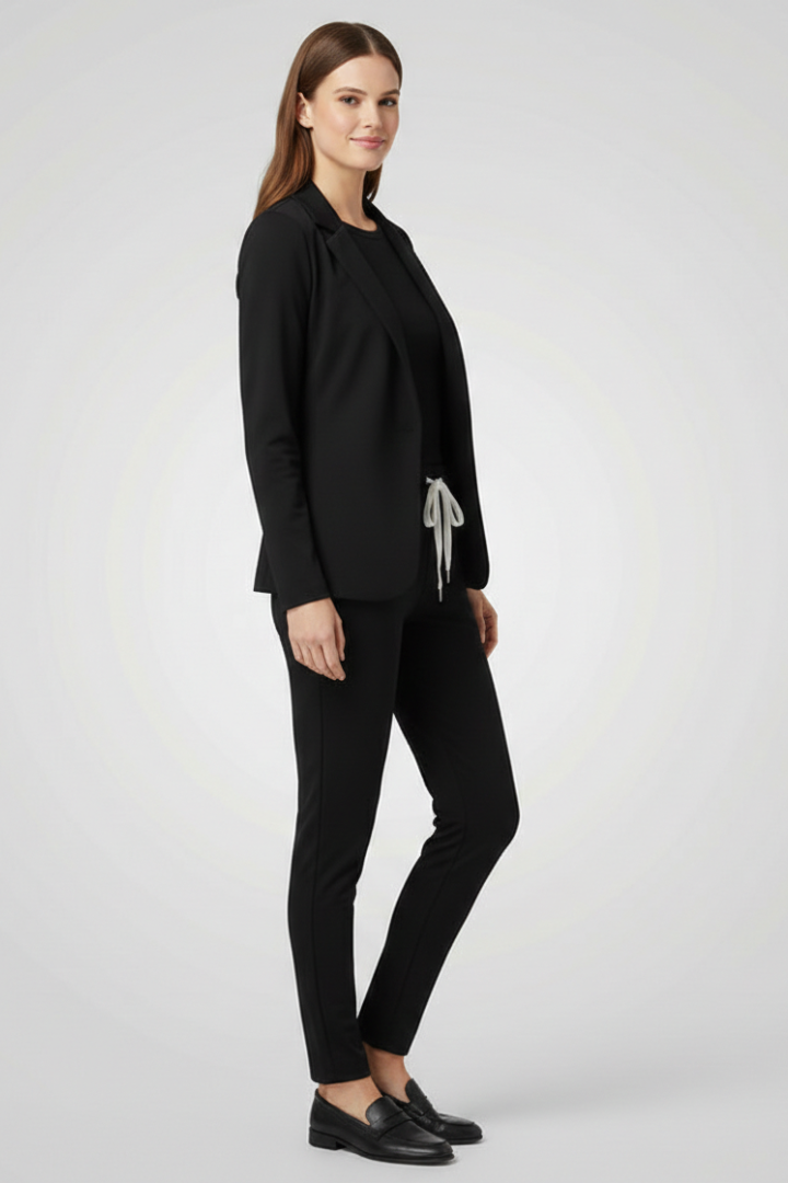 Jade | Women's Trouser Set | Lapel Collar Elastic Waistband