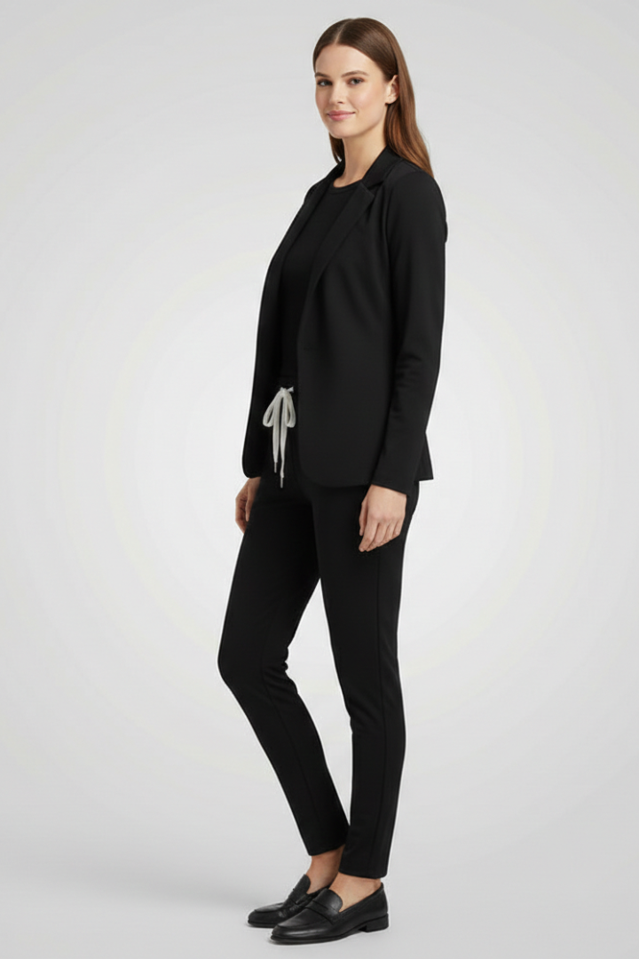Jade | Women's Trouser Set | Lapel Collar Elastic Waistband