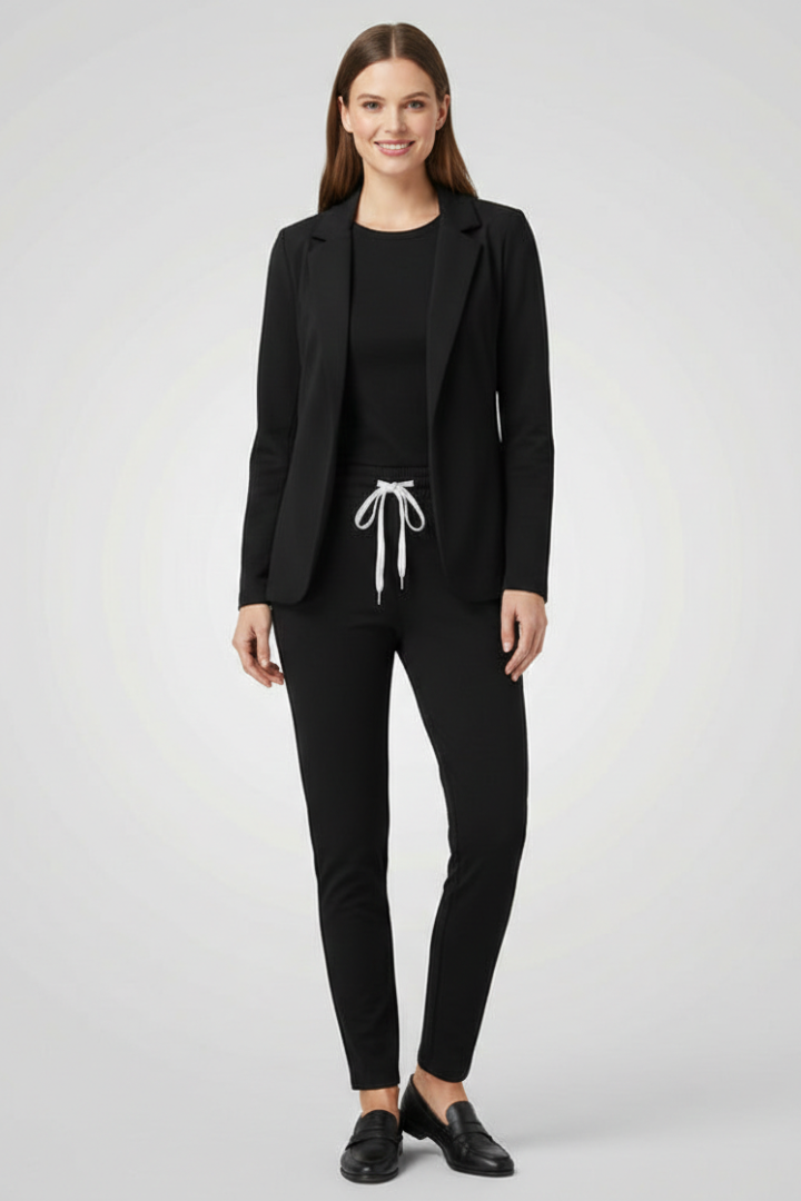 Jade | Women's Trouser Set | Lapel Collar Elastic Waistband