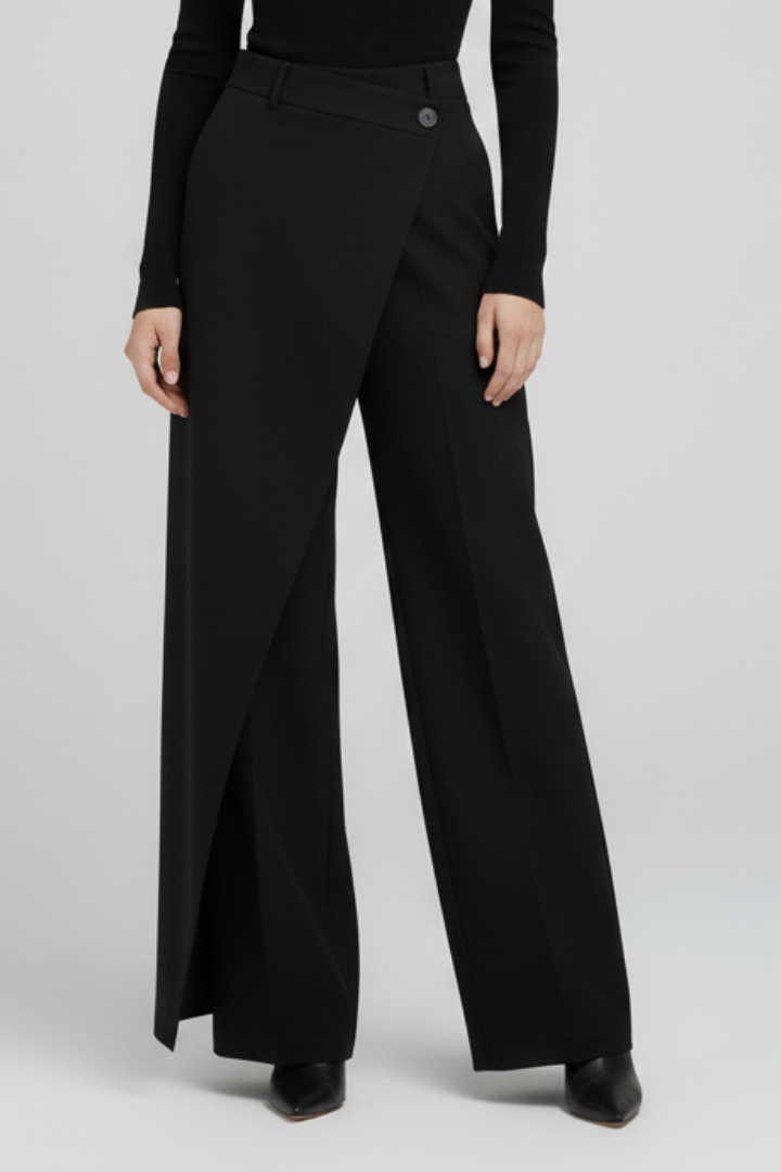 Iola | Women's Trousers | Asymmetric Front Straight Legs
