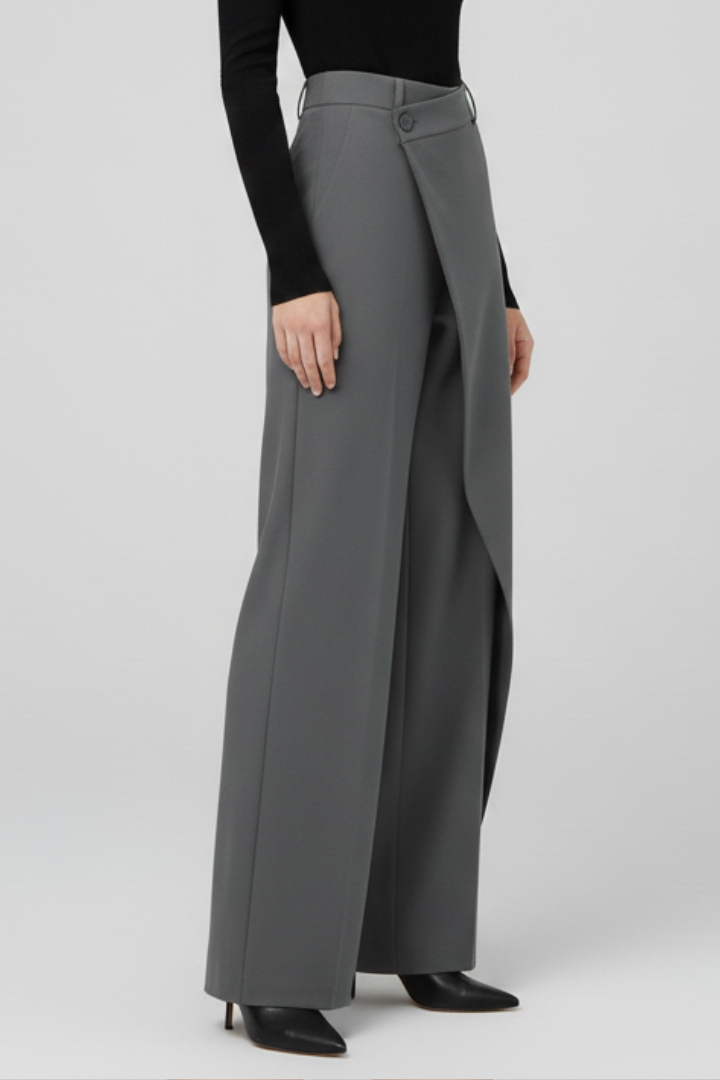 Iola | Women's Trousers | Asymmetric Front Straight Legs