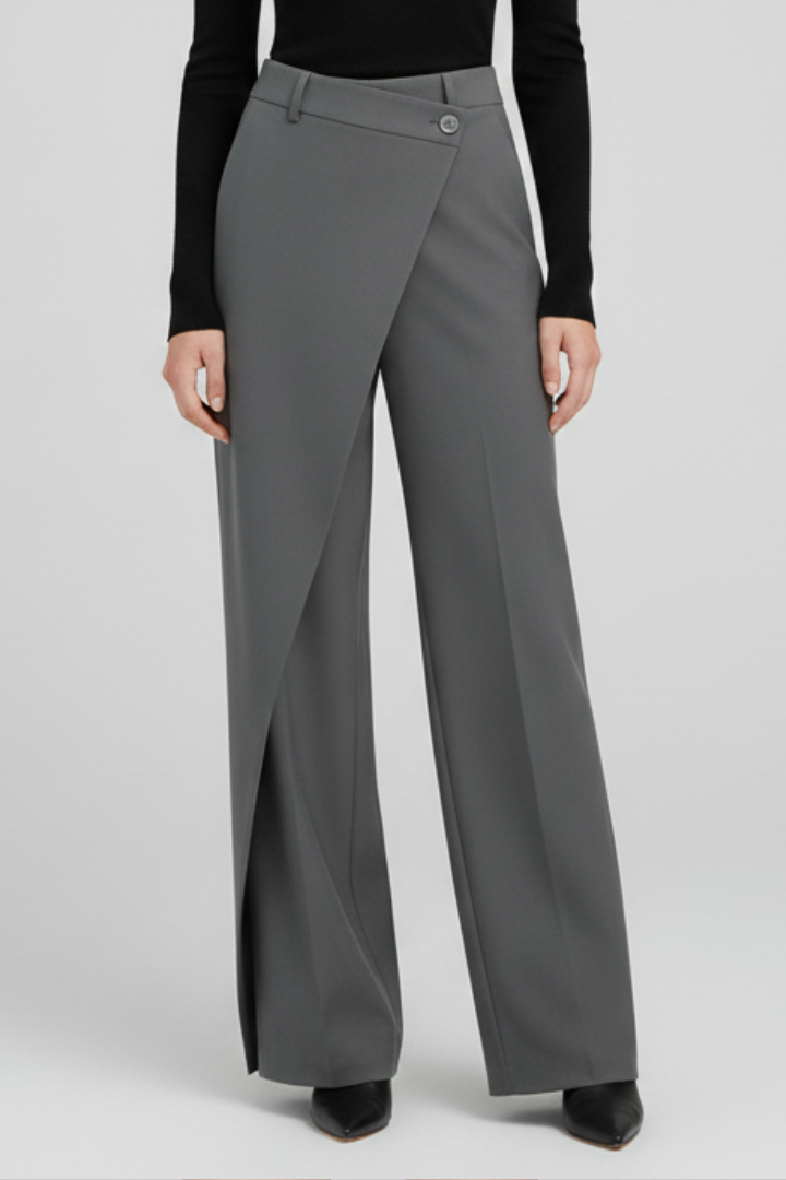 Iola | Women's Trousers | Asymmetric Front Straight Legs