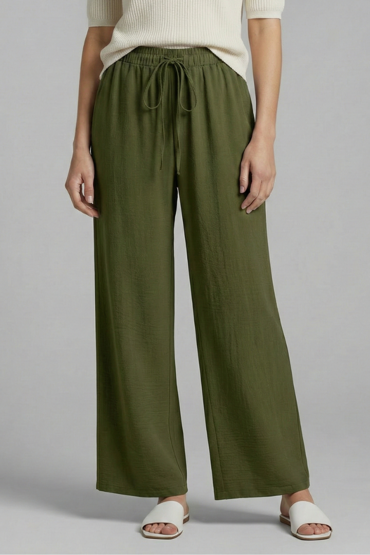 Oala | Women's Trousers | Drawstring Waist Wide Legs