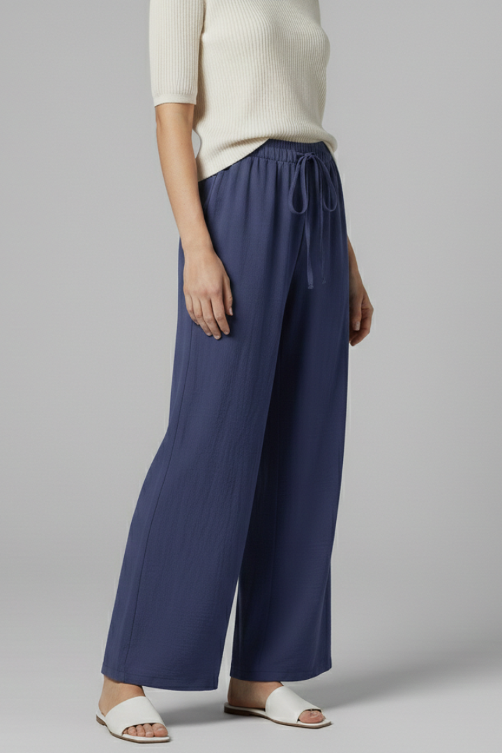 Oala | Women's Trousers | Drawstring Waist Wide Legs