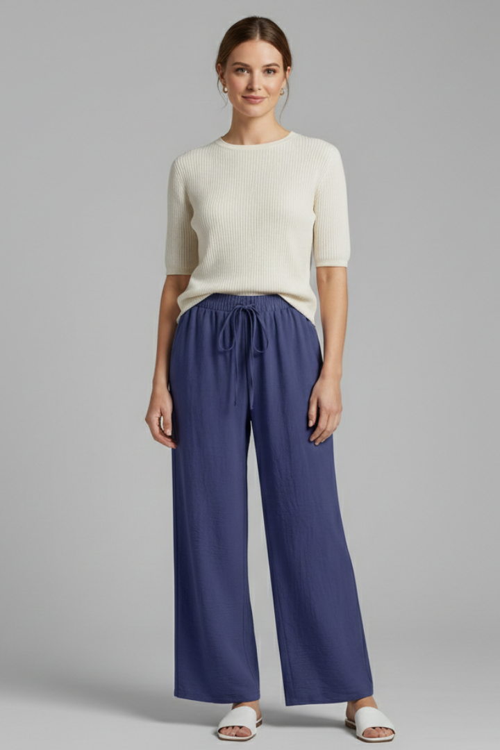 Oala | Women's Trousers | Drawstring Waist Wide Legs