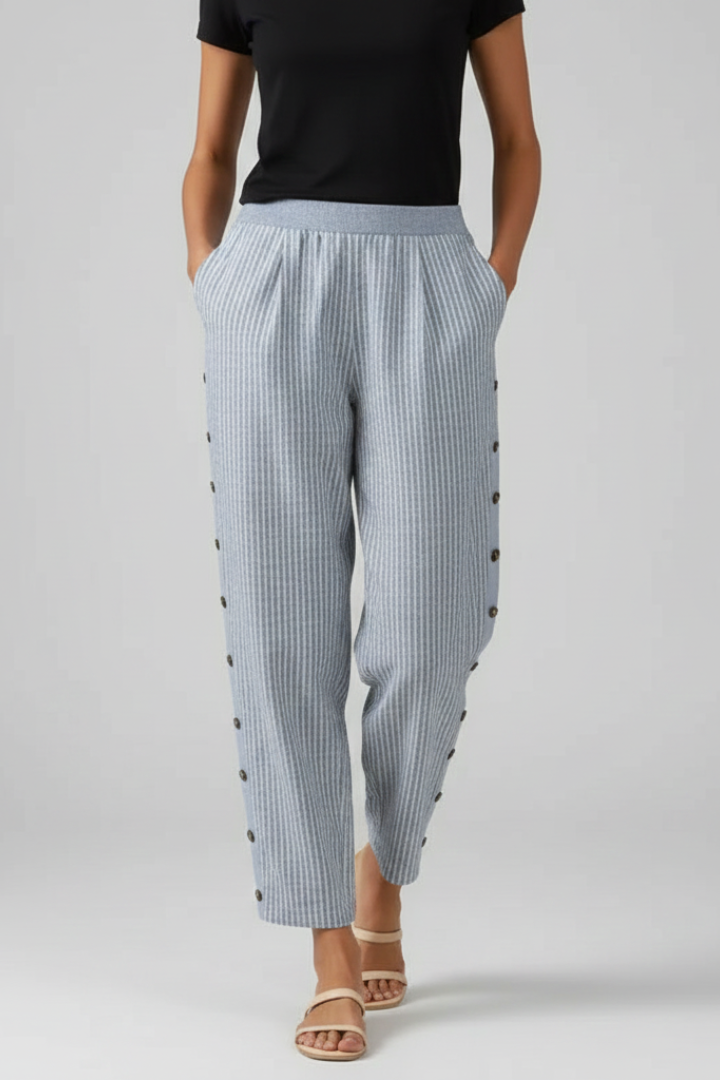Zala | Women's Trousers | Elastic Waist Button Front