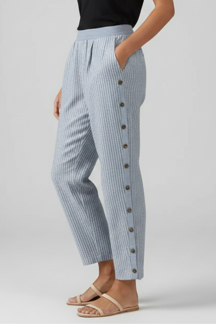 Zala | Women's Trousers | Elastic Waist Button Front