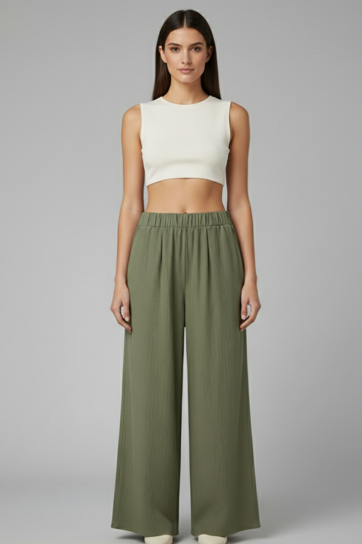 Dala | Women's Trousers | Elastic Waist Side Pockets Straight
