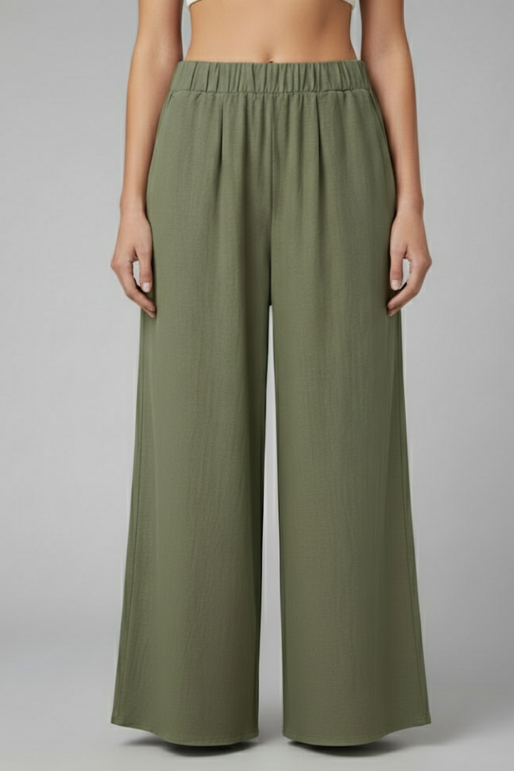 Dala | Women's Trousers | Elastic Waist Side Pockets Straight