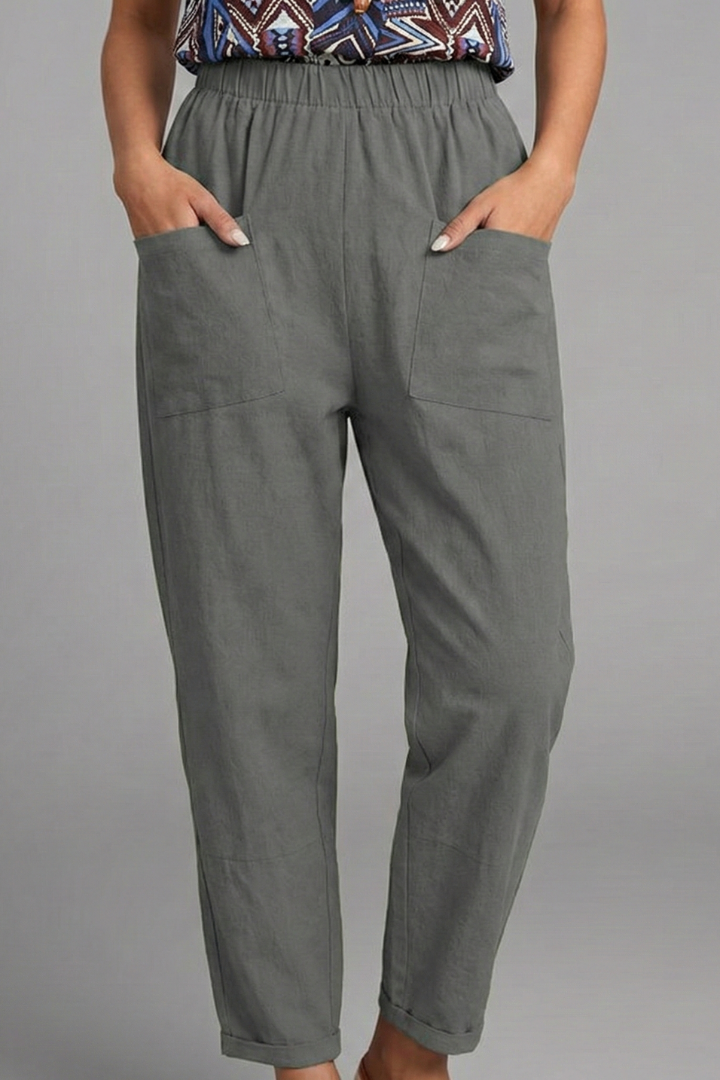 Wilma | Women's Trousers | Elastic Waist Side Pockets Relaxed