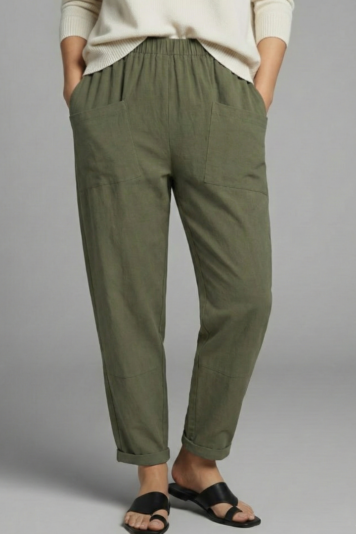 Wilma | Women's Trousers | Elastic Waist Side Pockets Relaxed