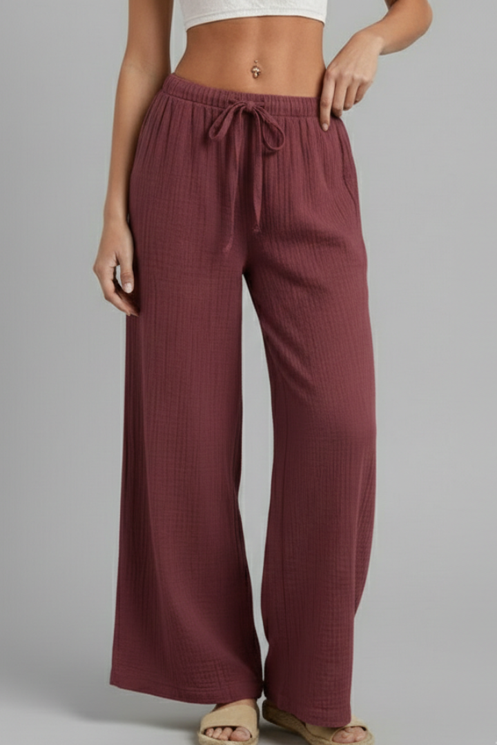 Kala | Women's Trousers | Elastic Waist Wide Legs
