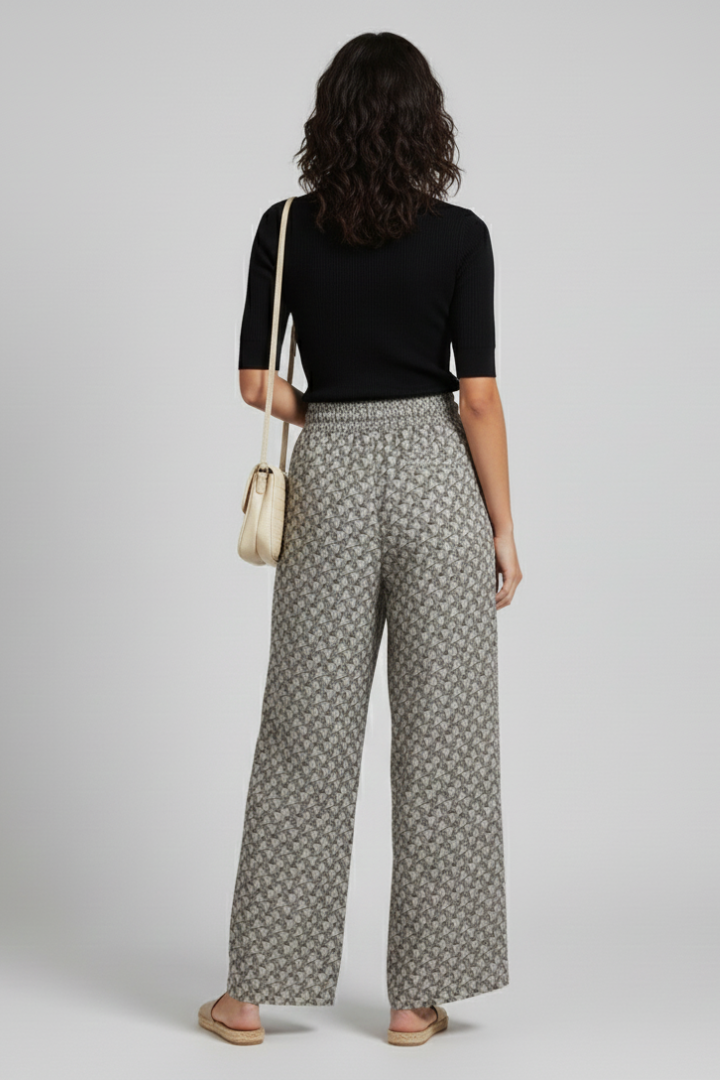 Sala | Women's Trousers | Geometric Print Elastic Waistband