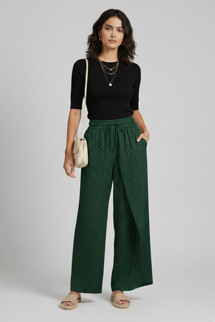 Sala | Women's Trousers | Geometric Print Elastic Waistband