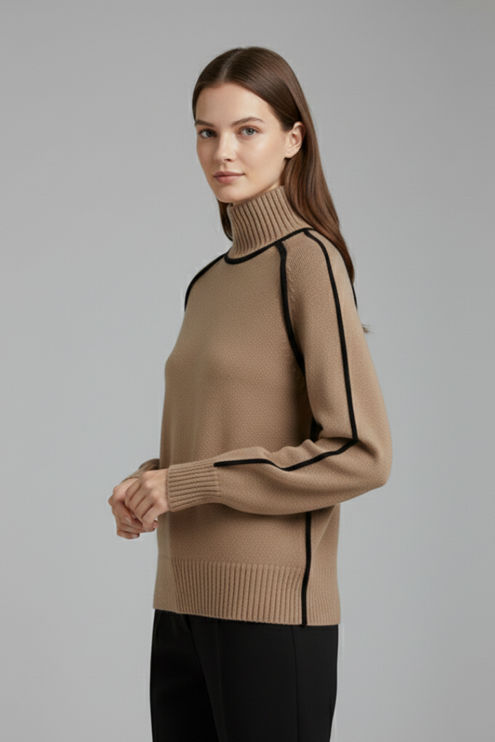 Niamh | Women's Jumper | Turtleneck Ribbed Collar Trim