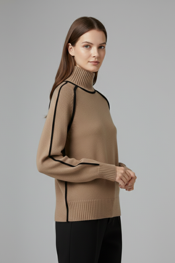 Niamh | Women's Jumper | Turtleneck Ribbed Collar Trim