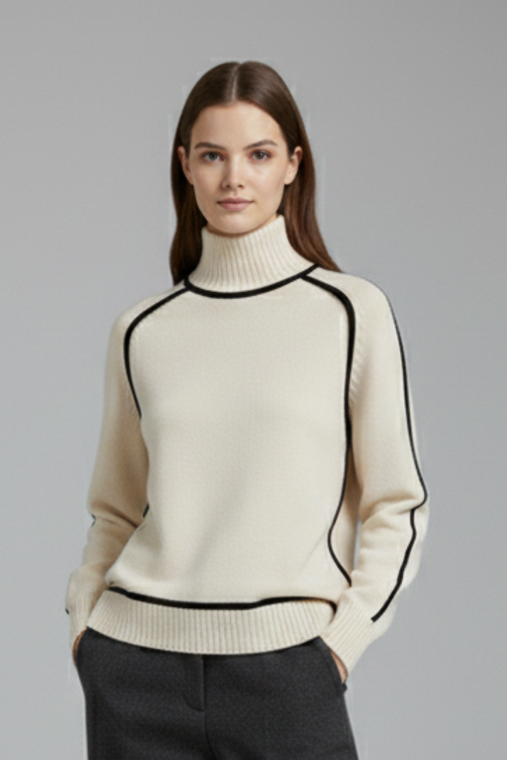 Niamh | Women's Jumper | Turtleneck Ribbed Collar Trim
