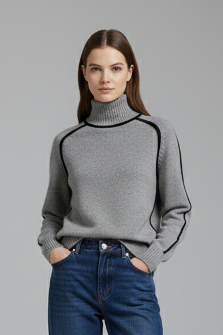 Niamh | Women's Jumper | Turtleneck Ribbed Collar Trim