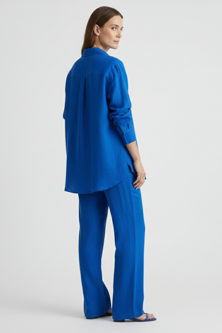 Tara | Women's Two-Piece Set | Button Shirt Straight Trousers