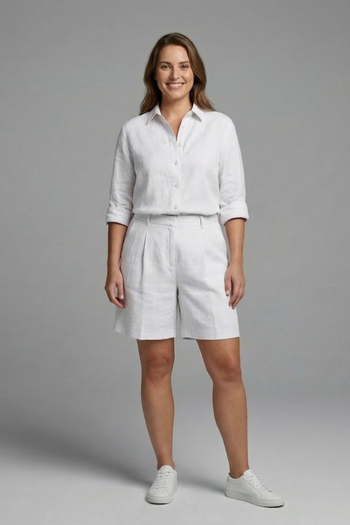 Rae | Women's Two-Piece Set | Button Shirt Wide Shorts