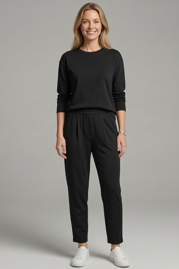 Uma | Women's Two-Piece Set | Crew Neck Top Tapered Trousers