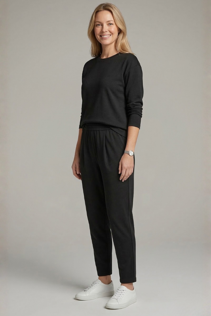 Uma | Women's Two-Piece Set | Crew Neck Top Tapered Trousers