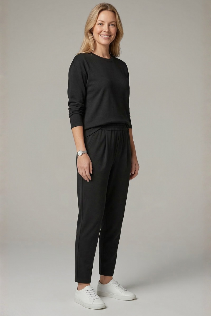 Uma | Women's Two-Piece Set | Crew Neck Top Tapered Trousers