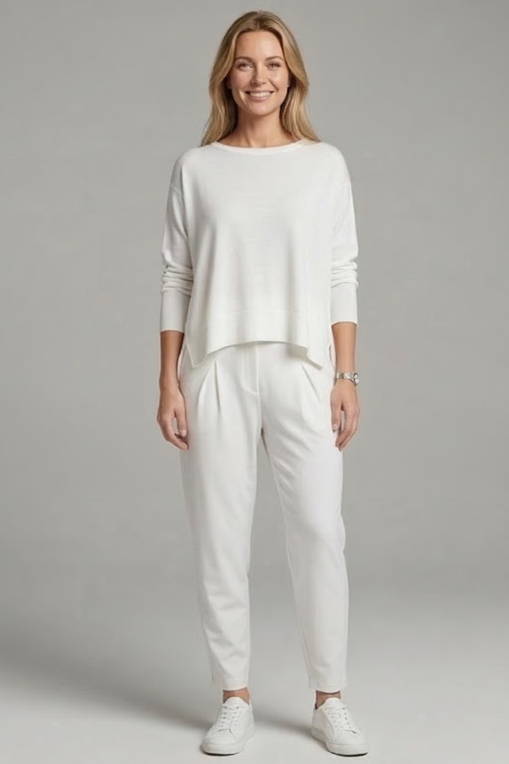 Uma | Women's Two-Piece Set | Crew Neck Top Tapered Trousers