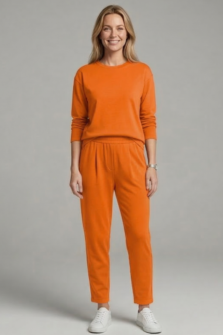 Uma | Women's Two-Piece Set | Crew Neck Top Tapered Trousers
