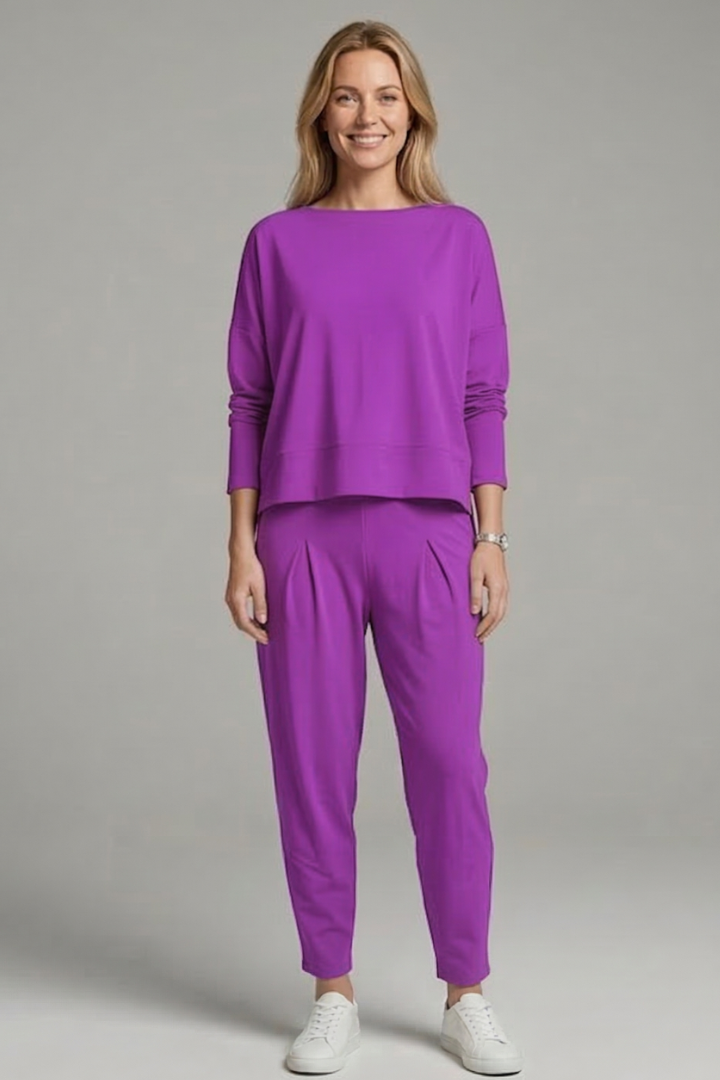 Uma | Women's Two-Piece Set | Crew Neck Top Tapered Trousers