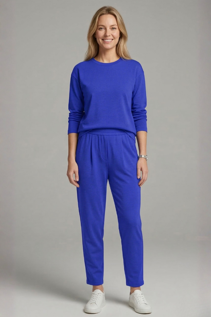 Uma | Women's Two-Piece Set | Crew Neck Top Tapered Trousers