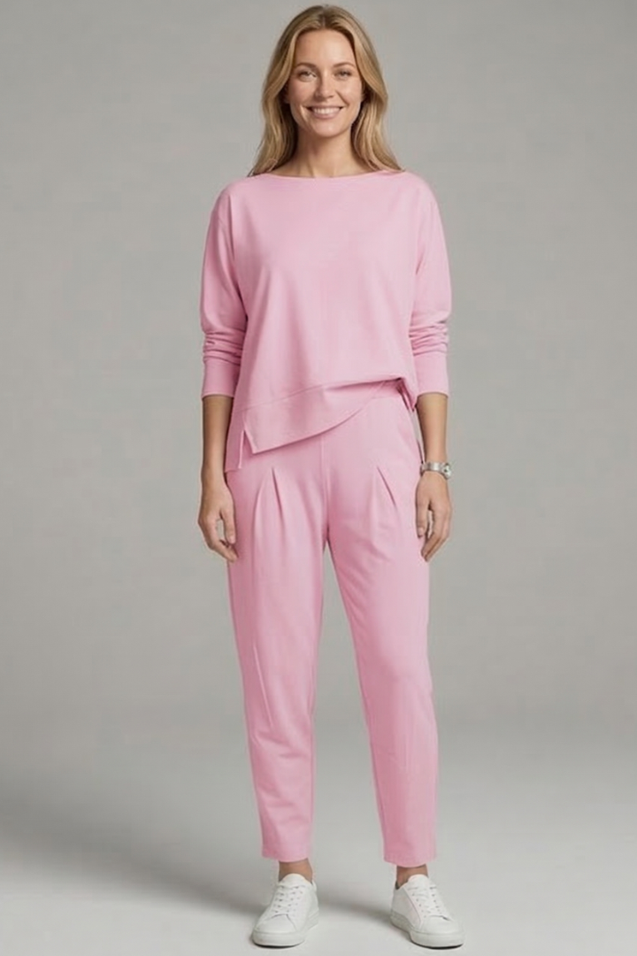 Uma | Women's Two-Piece Set | Crew Neck Top Tapered Trousers