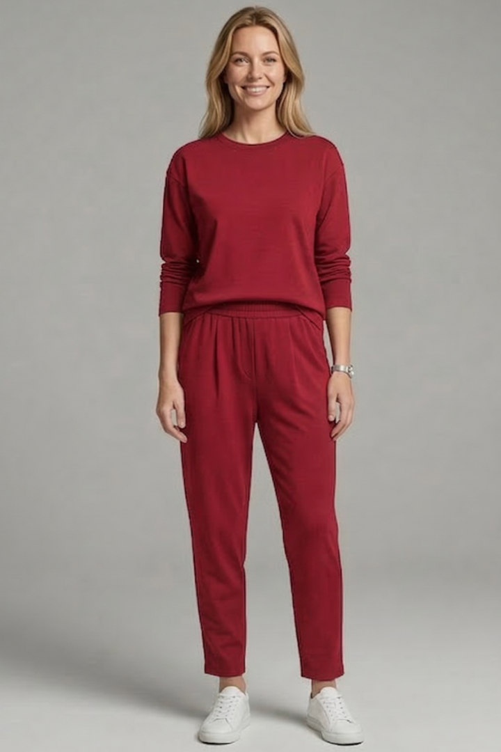 Uma | Women's Two-Piece Set | Crew Neck Top Tapered Trousers