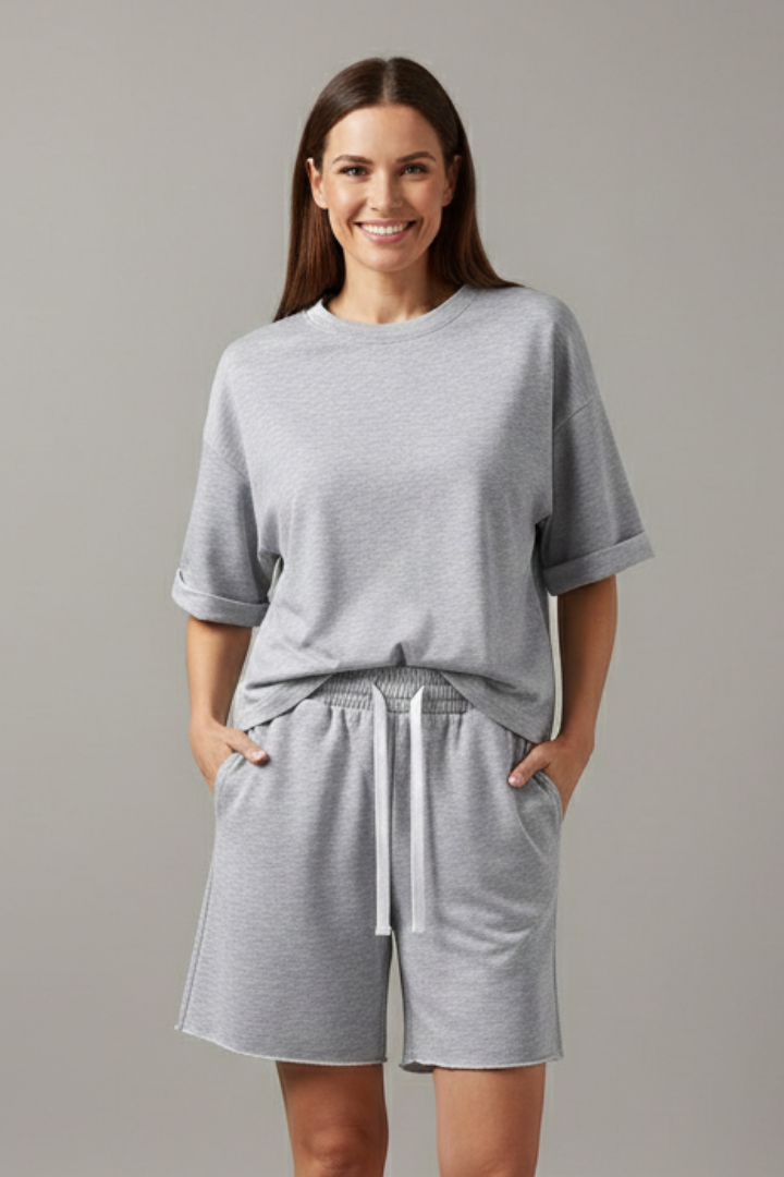 Vera | Women's Two-Piece Set | Crop Top Drawstring Shorts