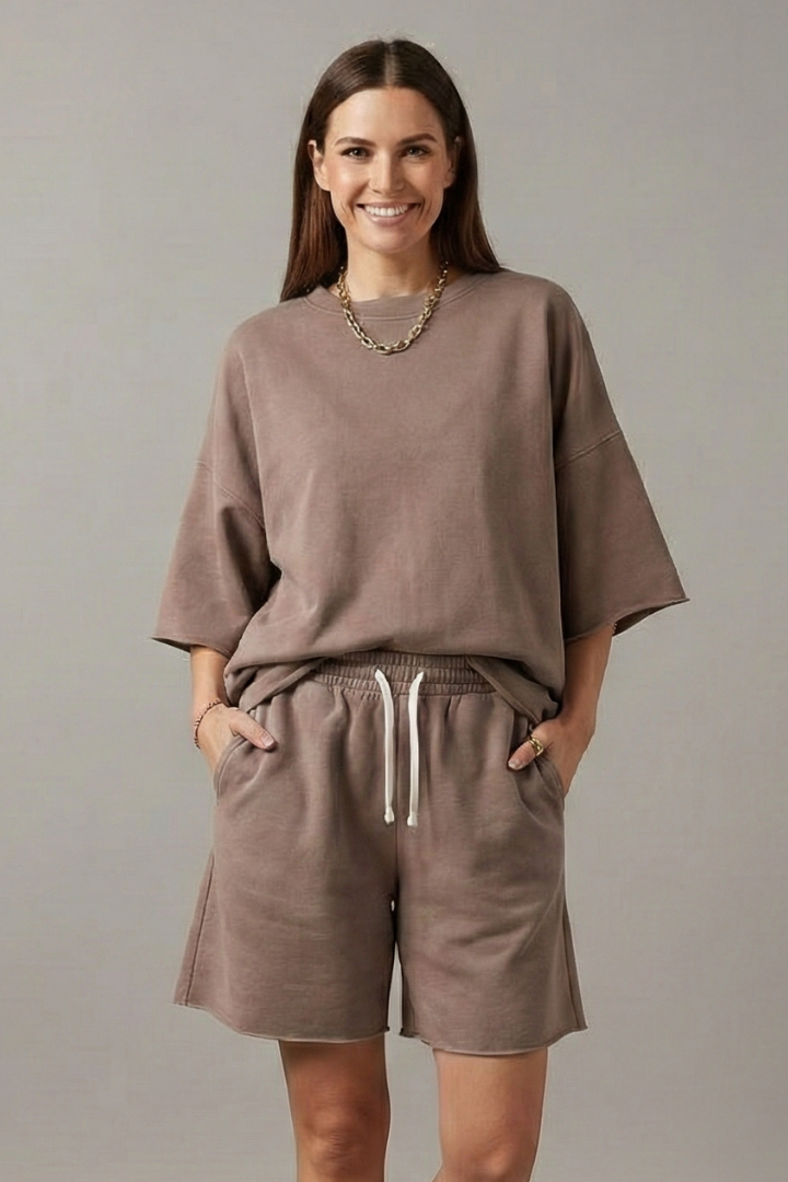 Vera | Women's Two-Piece Set | Crop Top Drawstring Shorts