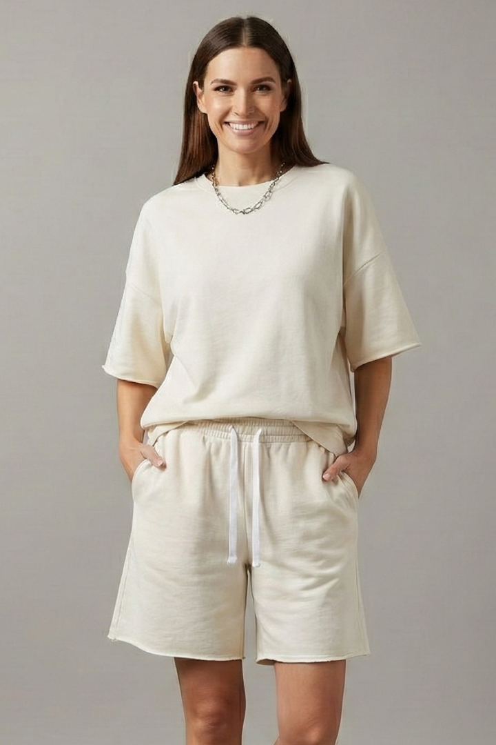 Vera | Women's Two-Piece Set | Crop Top Drawstring Shorts