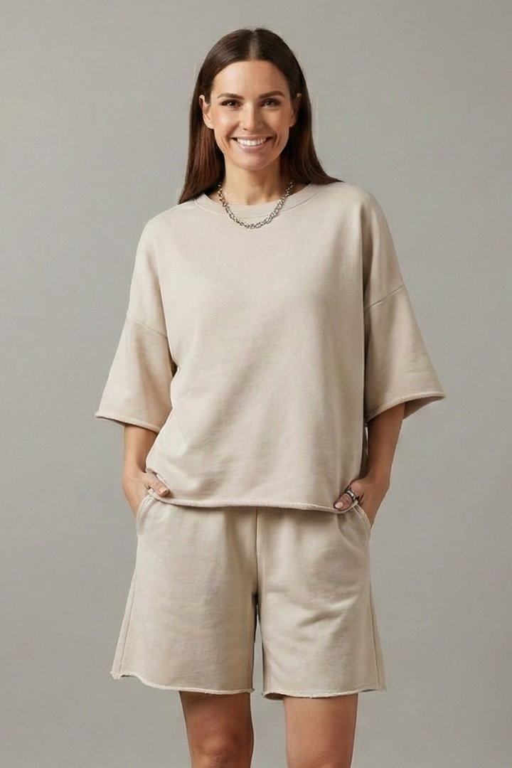 Vera | Women's Two-Piece Set | Crop Top Drawstring Shorts
