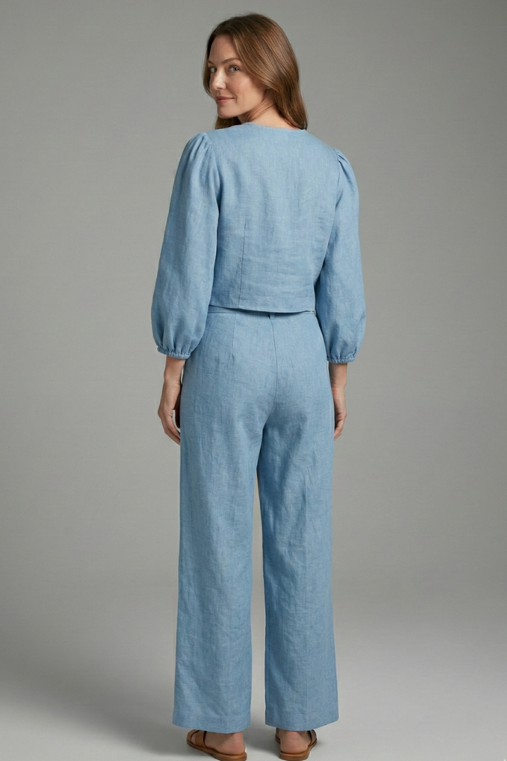 Gunnhildr | Women's Two-Piece Set | Lace-Up Top Elastic Waist Skirt