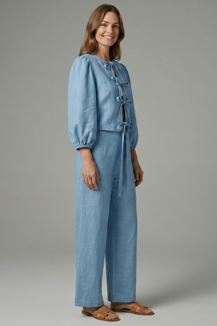 Gunnhildr | Women's Two-Piece Set | Lace-Up Top Elastic Waist Skirt