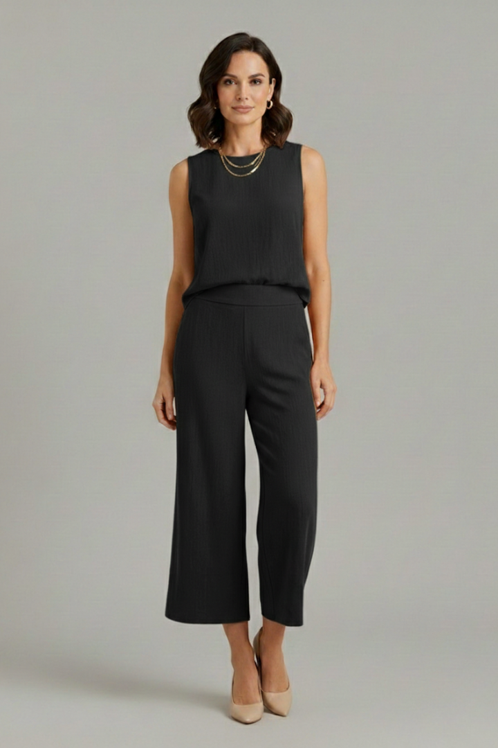 Sage | Women's Two-Piece Set | Sleeveless Top Cropped Trousers