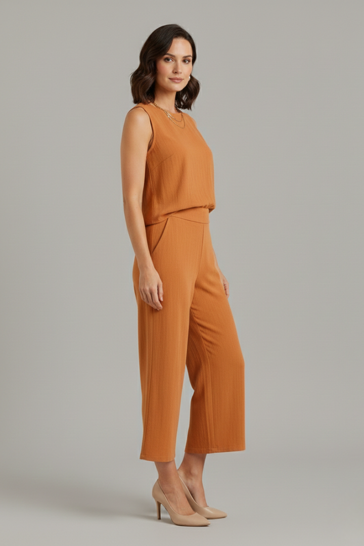 Sage | Women's Two-Piece Set | Sleeveless Top Cropped Trousers