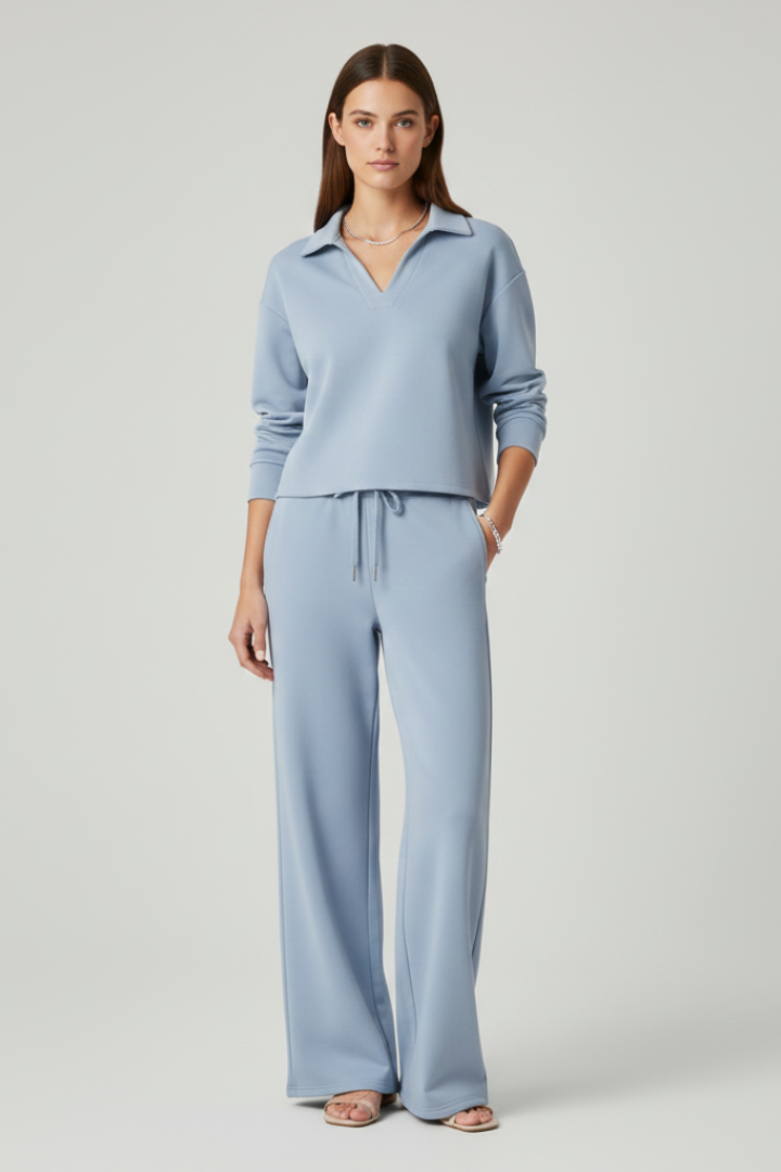 Xena | Women's Two-Piece Set | V-Neck Top Wide-Leg Pants