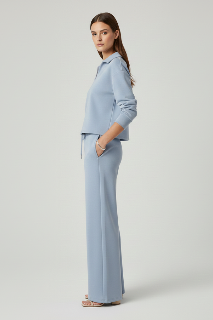 Xena | Women's Two-Piece Set | V-Neck Top Wide-Leg Pants