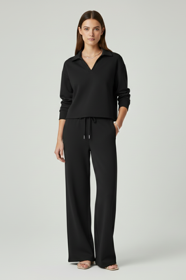 Xena | Women's Two-Piece Set | V-Neck Top Wide-Leg Pants