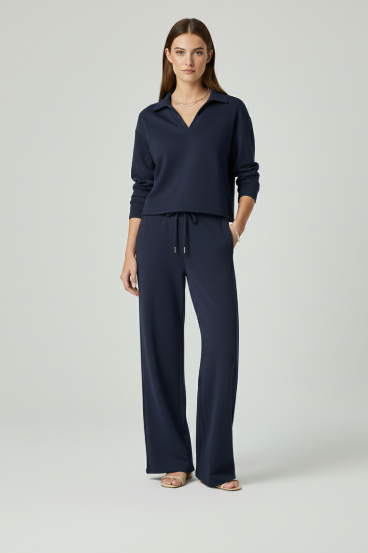 Xena | Women's Two-Piece Set | V-Neck Top Wide-Leg Pants