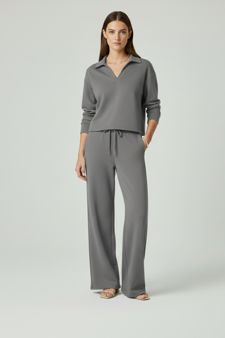 Xena | Women's Two-Piece Set | V-Neck Top Wide-Leg Pants